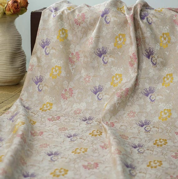 Jacquard brocade fabric by the yard