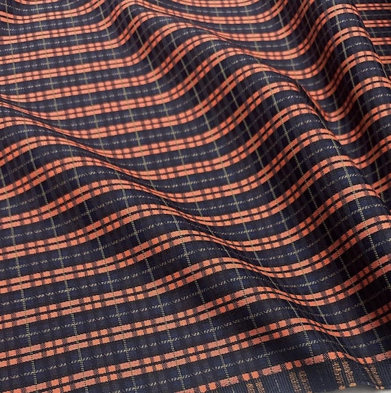 Plaid worsted wool fabric by the yard