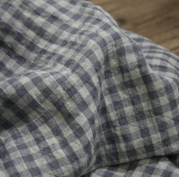 Plaid Yarn dyed linen fabric by the yard