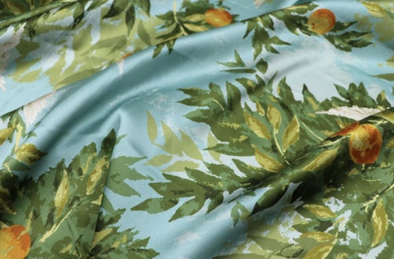 Floral print charmeuse satin silk fabric by the yard