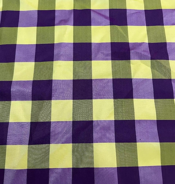 Plaid Tussah silk fabric by the yard