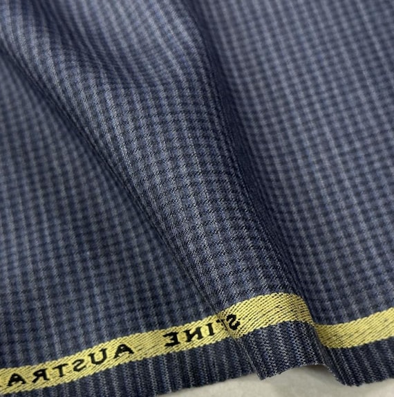 Plaid worsted wool fabric by the yard