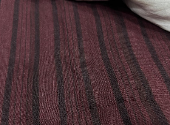 Striped linen fabric by the yard