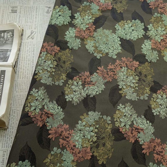 Flowers Jacquard brocade fabric by the yard