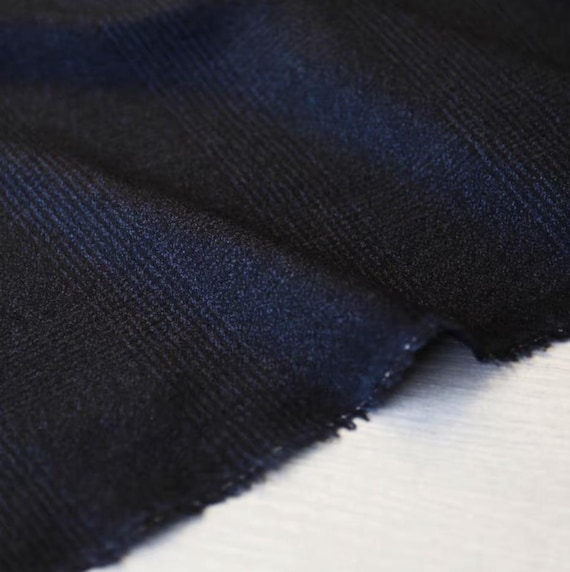 Plaid worsted virgin wool fabric by the yard