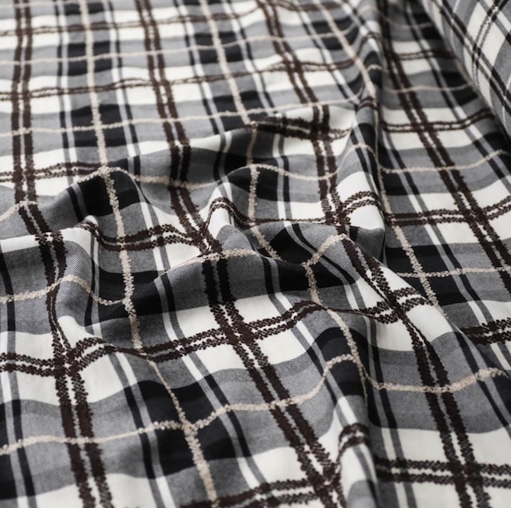 Jacquard Plaid Wool fabric by the yard