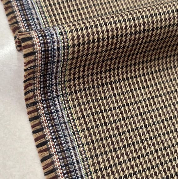 Houndstooth wool fabric by the yard