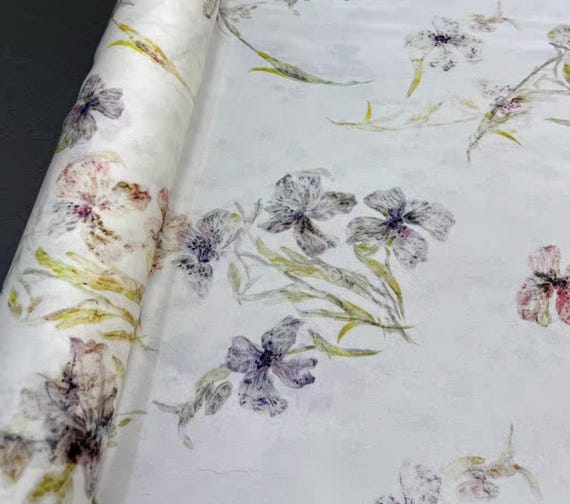 Floral print silk fabric by the yard