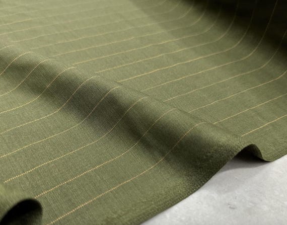 Striped Worsted wool fabric by the yard