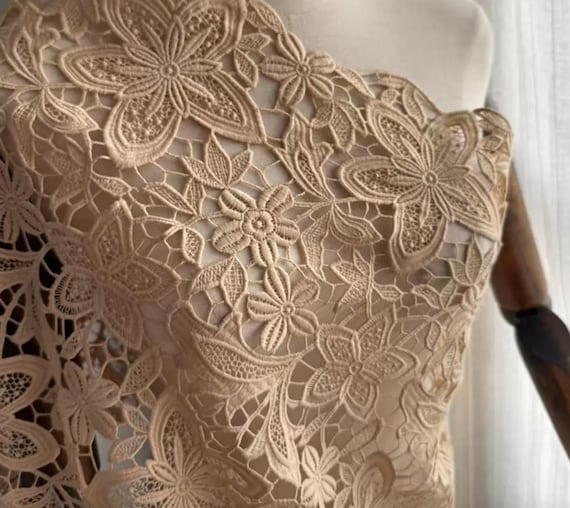 Guipure Embroidery flowers lace fabric by the yard