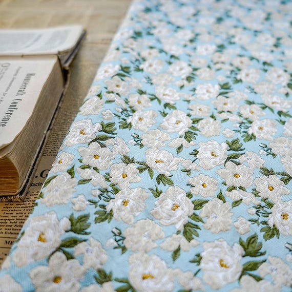 Jacquard floral fabric by the yard