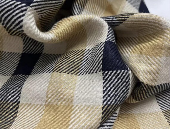 Plaid linen fabric by the yard