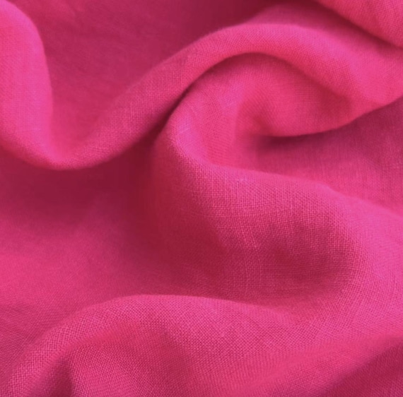 Hot pink hemp linen fabric by the yard