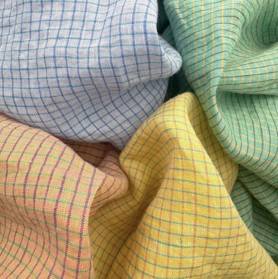 Yarn dyed plaid checks gingham checkered linen fabric by the yard