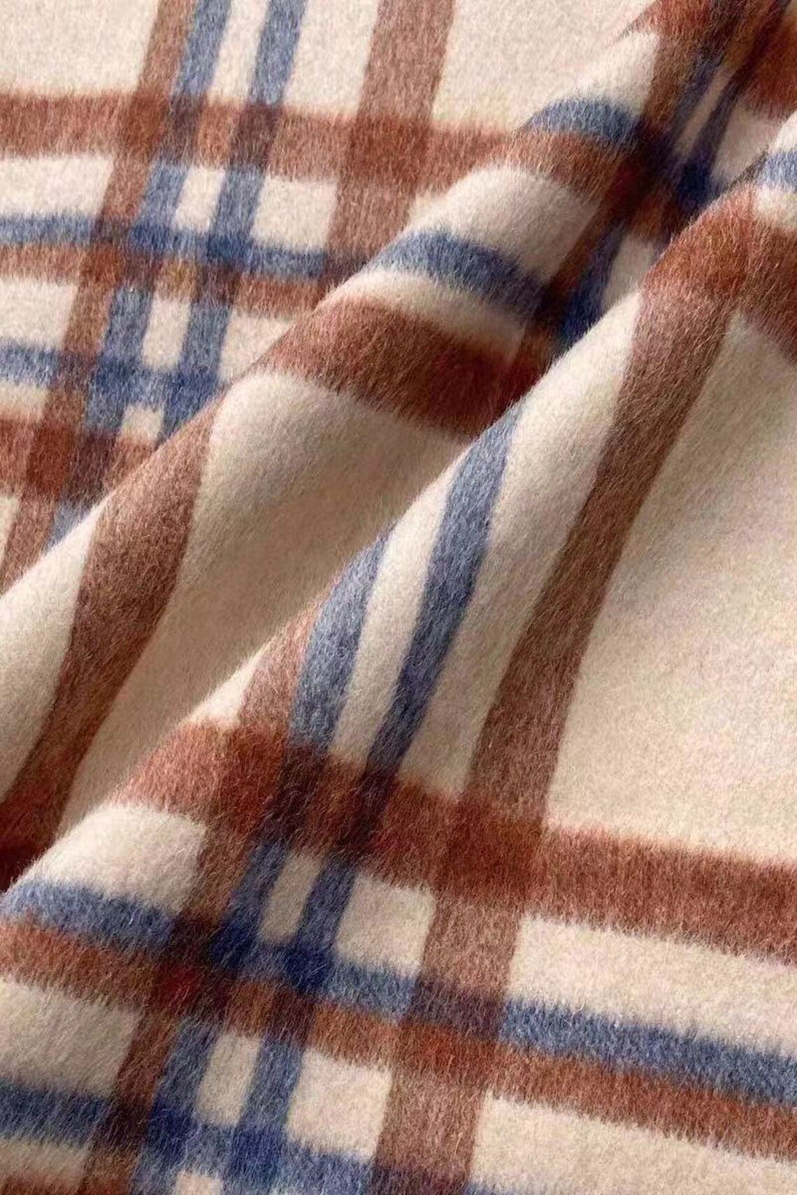 Plaid Alpaca wool fabric by the yard Etsy
