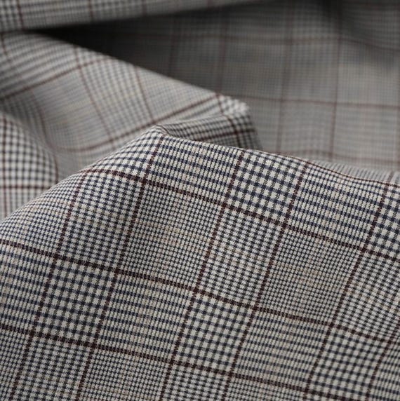 Plaid linen fabric by the yard