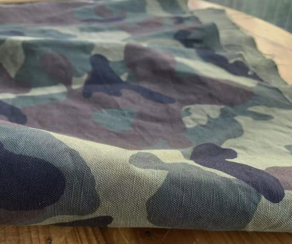Camouflage linen fabric by the yard