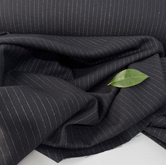 Metallic Striped Worsted Wool fabric by the yard