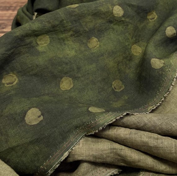 Print floral linen fabric by the yard