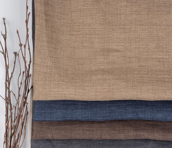 Herringbone Striped linen fabric by the yard