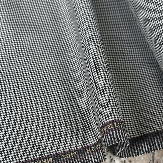 Houndstooth Worsted merino wool fabric by the yard