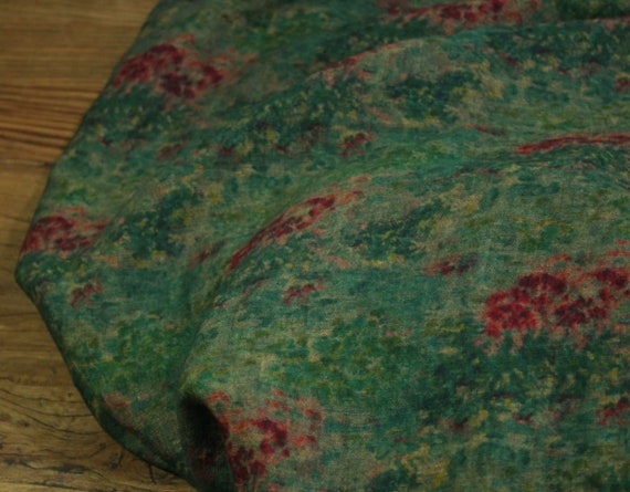 Print floral linen fabric by the yard