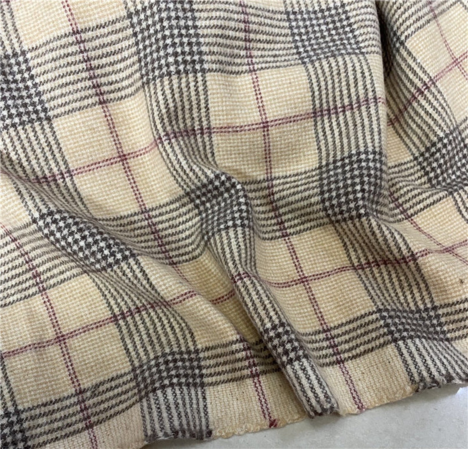 Plaid wool fabric woolen fabric by the yard Etsy