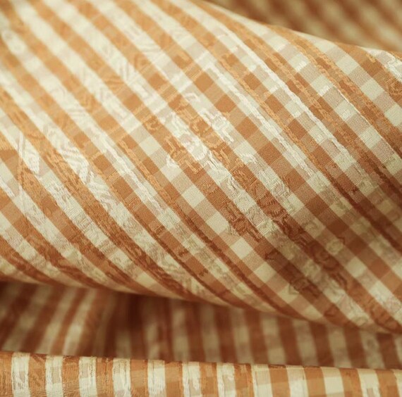 Plaid jacquard cotton fabric by the yard