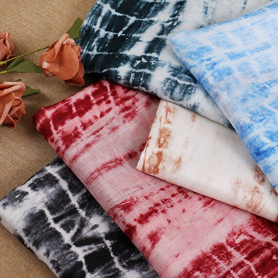 Multi color options Tie dyed linen fabric by the yard Etsy
