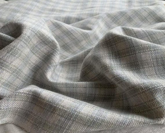 Heavy Weight plaid linen fabric by the yard Upholstery Fabric