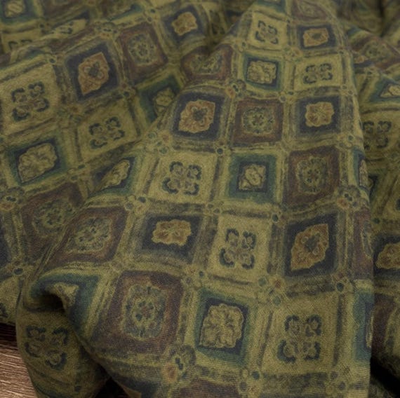 Print floral linen fabric by the yard