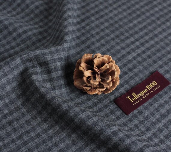 Italian Fabric Plaid Worsted Wool fabric by the yard for Suiting