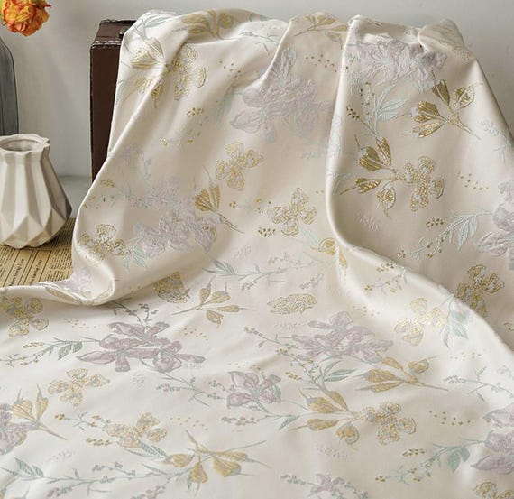 Jacquard brocade fabric by the yard