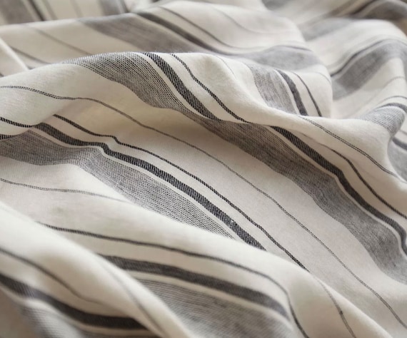 Extra Wide Yarn Dyed Striped linen fabric by the yard 280cm/110'' Wide for Apparel Bedding Curtains