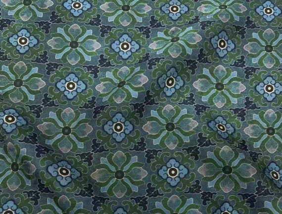 Jacquard Print Gambiered silk fabric by the yard