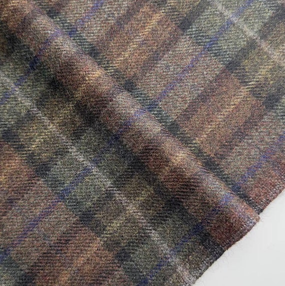 Plaid wool fabric by the yard