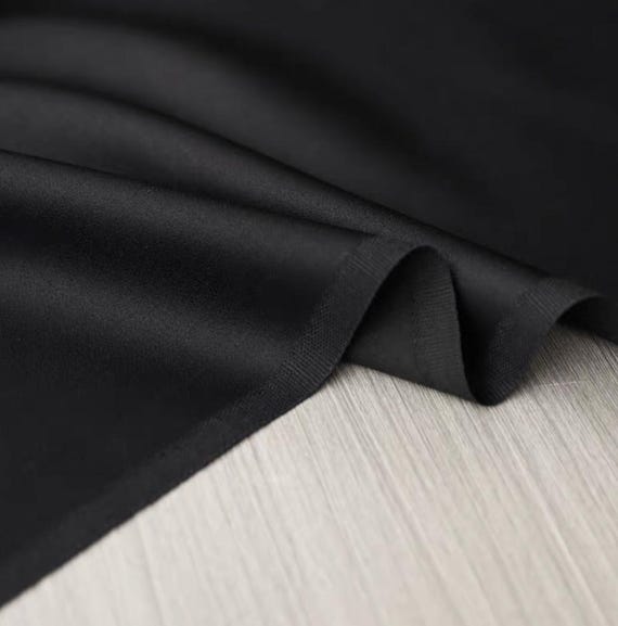 Black Worsted Wool fabric by the yard SUITING Fabric