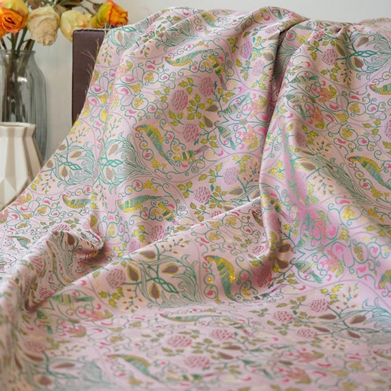 Jacquard fabric, Metallic fabric, Floral fabric, Brocade fabric by the yard