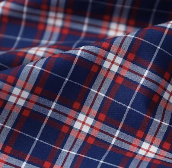Plaid cotton fabric by the yard