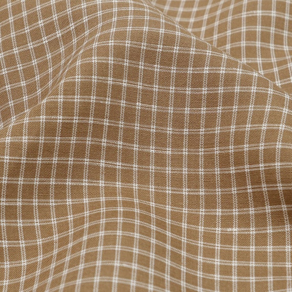 Plaid Yarn dyed linen fabric by the yard