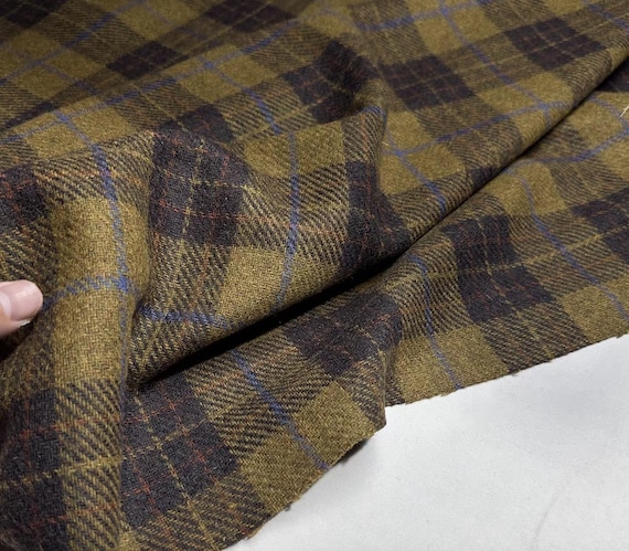 Plaid wool fabric by the yard