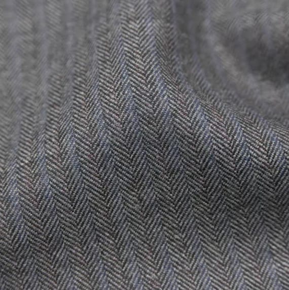 Herringbone Worsted Wool fabric by the yard