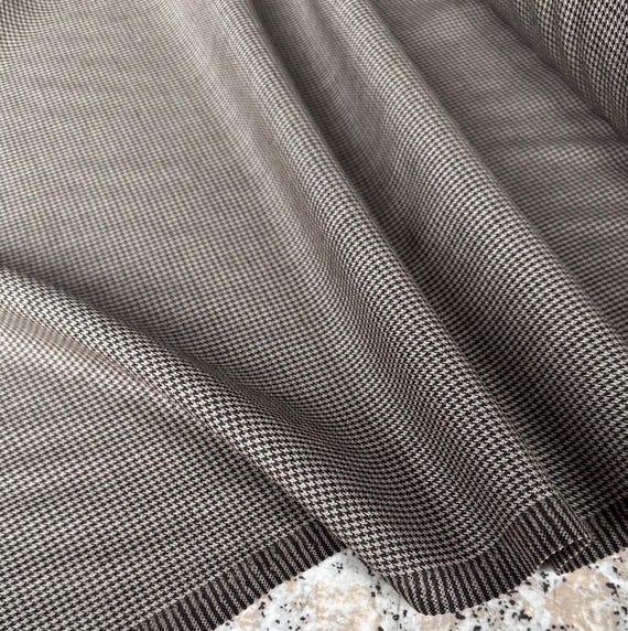 Houndstooth silk wool fabric, worsted suiting trousers fabric by the yard