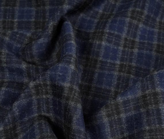 Double sided plaid wool fabric by the yard