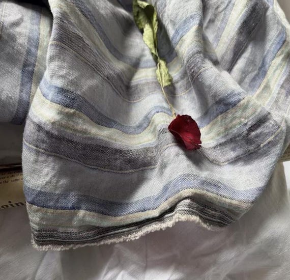 Striped linen fabric by the yard