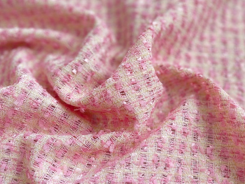 Pink Tweed Fabric by the Yard Etsy