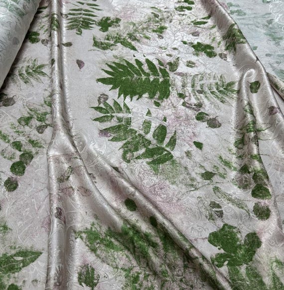 Tie dye style patterned silk fabric, Jacquard silk fabric by the yard