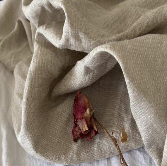 Striped linen fabric by the yard
