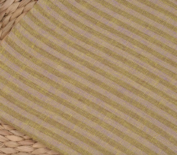 Striped linen fabric by the yard
