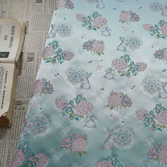 Jacquard floral fabric by the yard